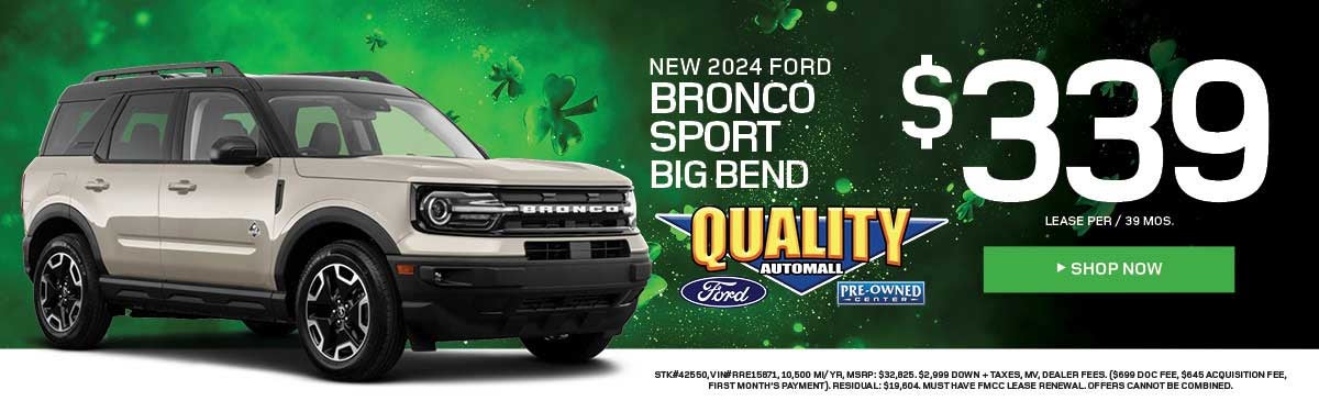 New 2024 Ford Bronco Sport Big Bend $339 Lease