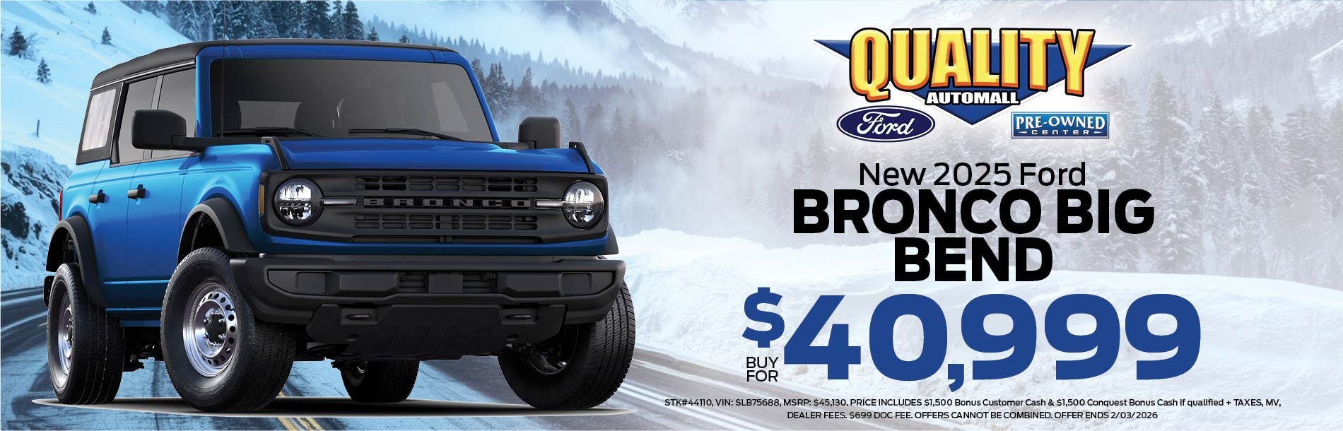New 2025 Ford Bronco Big Bend Buy for $40,999