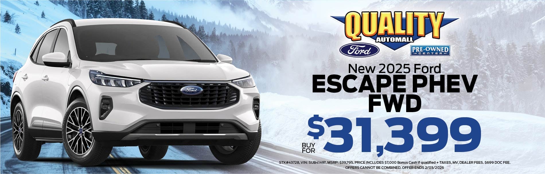 New 2025 Ford Escape PHEV FWD Buy for 31,399