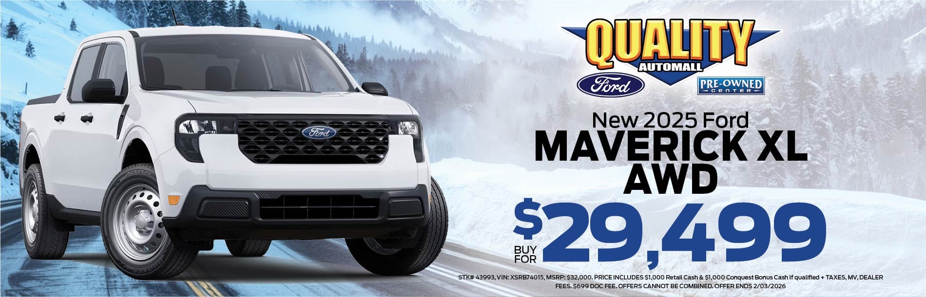 New 2025 Ford Maverick XL AWD Buy for $29,499