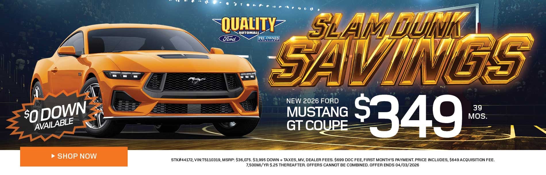  New 2026 Ford Mustang GT Coupe $349/39 months