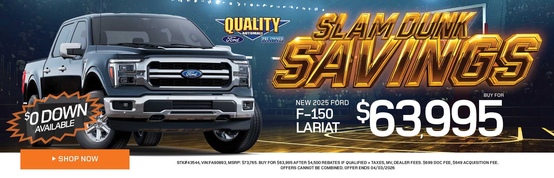 New 2025 Ford F-150 Lariat Buy for $63,995