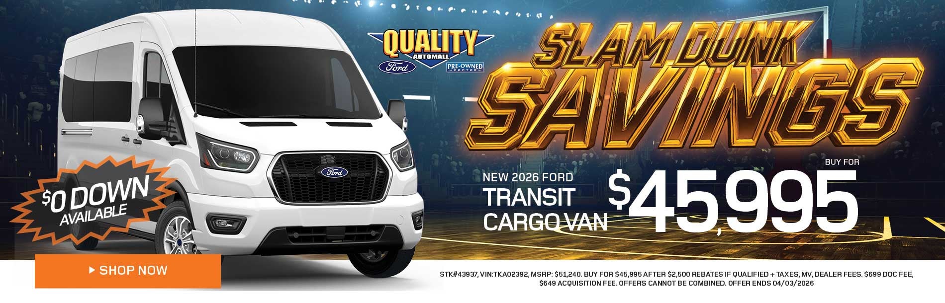 New 2026 Ford Transit Cargo Van Buy for $45,995
