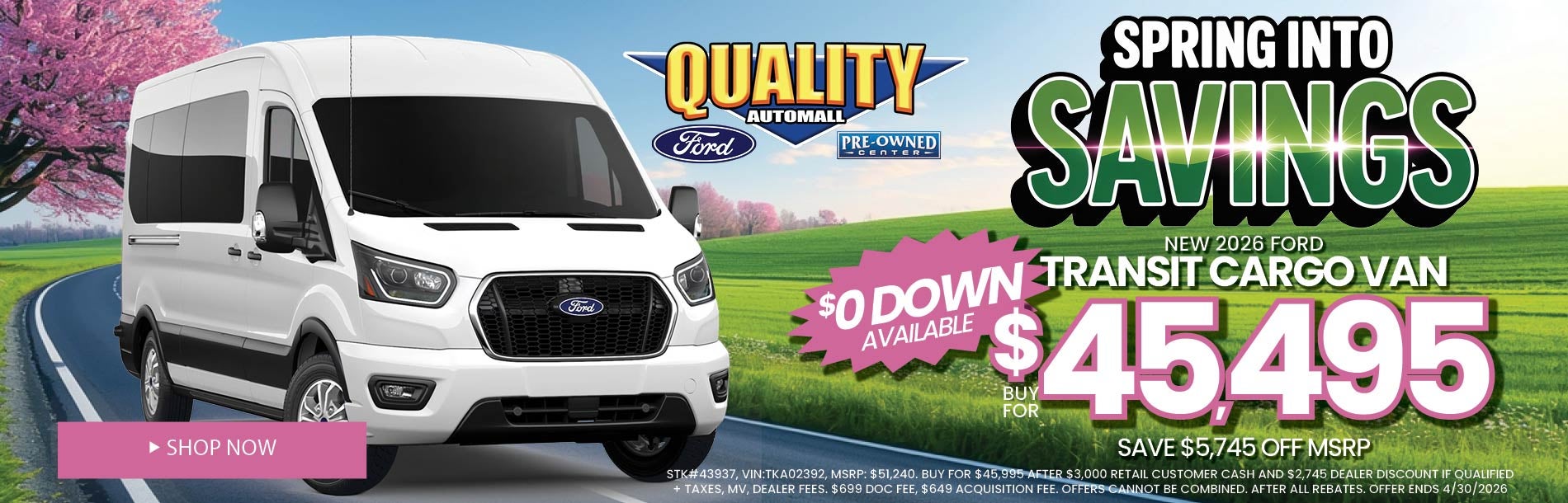 NEW 2026 FORD TRANSIT CARGO VAN BUY FOR $45,495