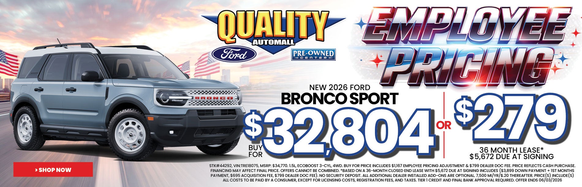 New 2026 Ford BRONCO SPORT Buy for $32,804