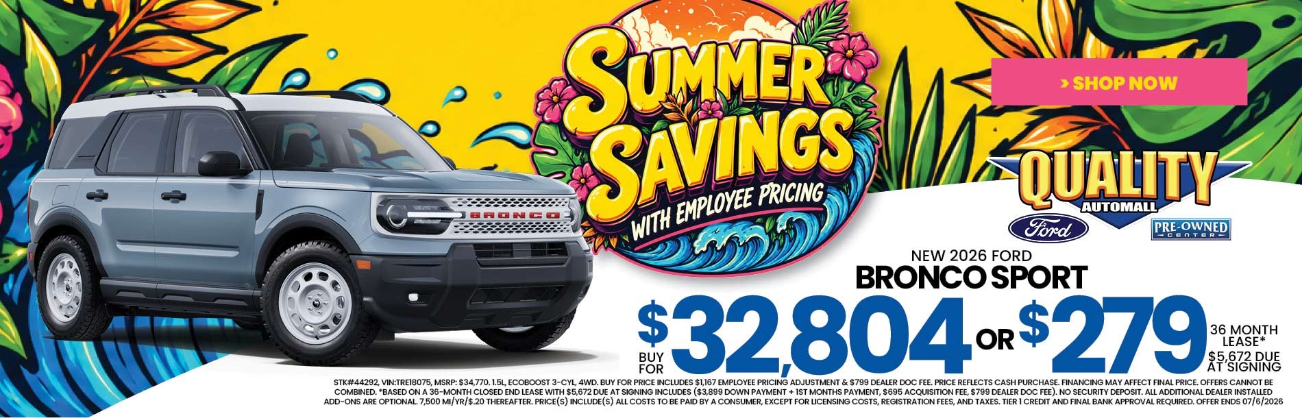 New 2026 Ford BRONCO SPORT Buy for $32,804