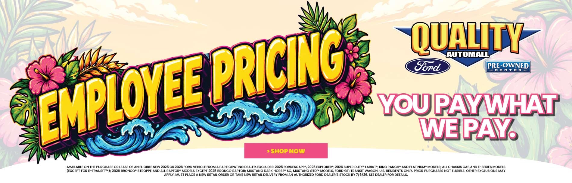 Employee Pricing! You Pay What We Pay!