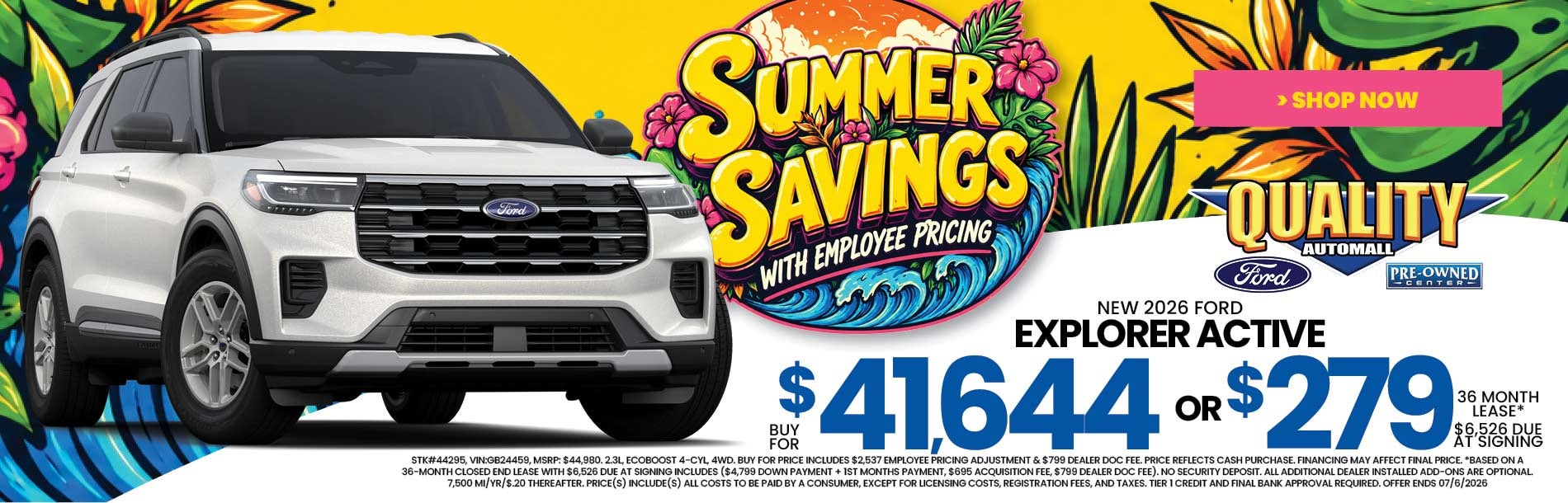New 2026 Ford Explorer Active Buy for $41,644