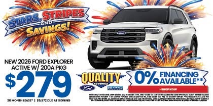 New 2026 Ford EXPLORER ACTIVE w/ 200A Pkg $279/36 Month