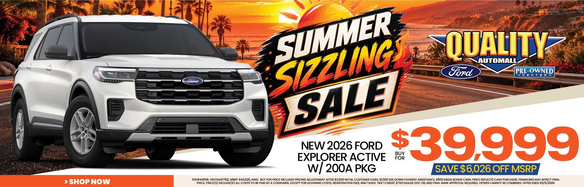 New 2026 Ford Explorer Active w/ 200A Pkg Buy for $39,999