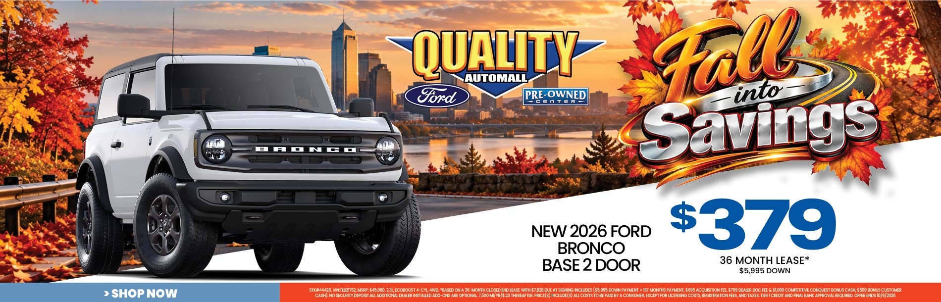 New 2026 Ford Bronco Base 2 Door $379/36 Month Lease*