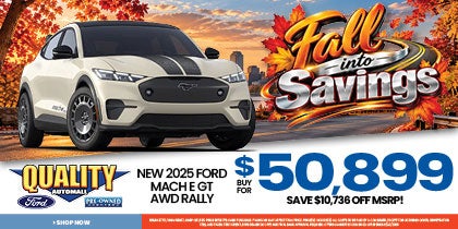New 2025 Ford Mach E GT AWD Rally Buy for $50,899