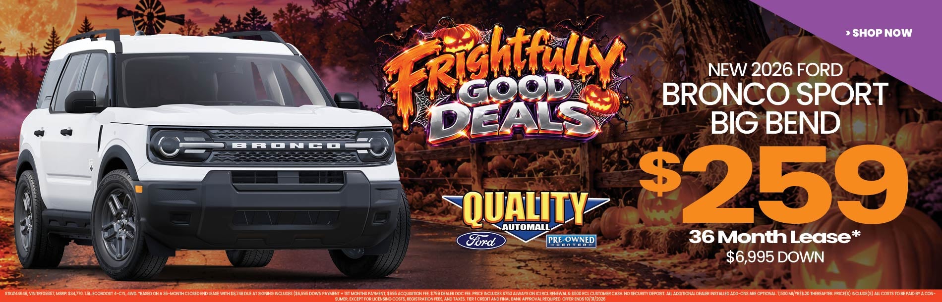 New 2026 Ford BRONCO SPORT BIG BEND $259/36 Month Lease*