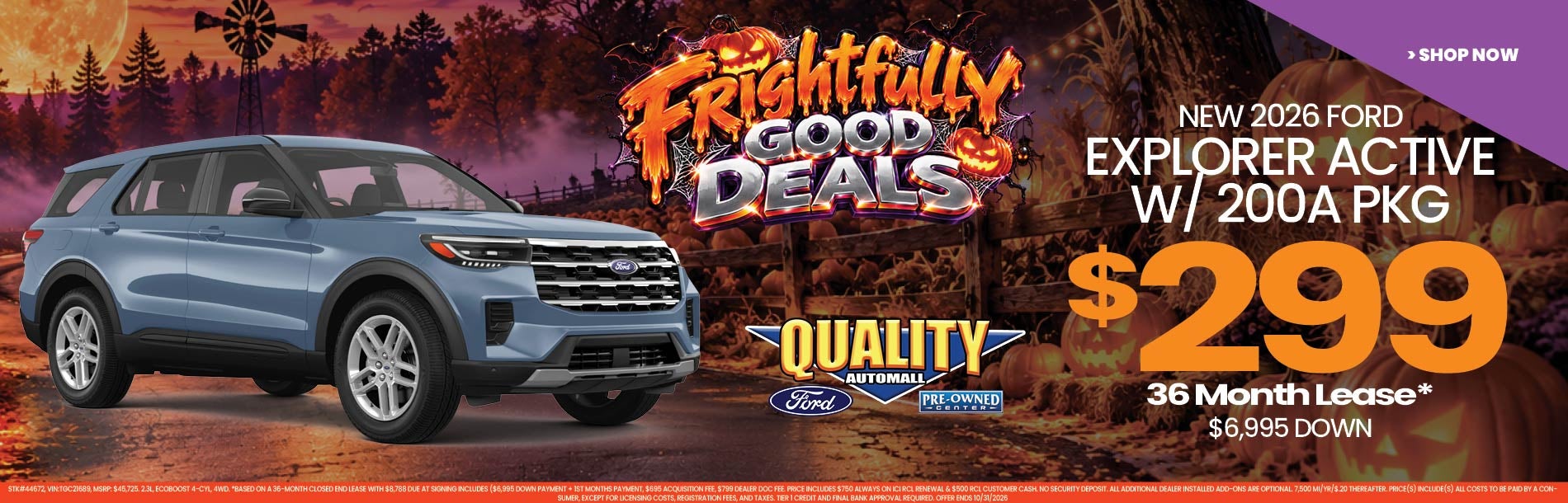 New 2026 Ford EXPLORER ACTIVE w/ 200A Pkg $299/36 Month Lea